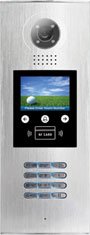 Vanjska video pozivna jedinica s kamerom u boji i 4.3'' TFT ekranom. Ugrađena tipkovnica i RFID 125 kHz čitač kartica . IP 44 zaštita. Odabir stanara putem TFT ekrana ili pozivnih šifri. Podžbukna ugradnja.